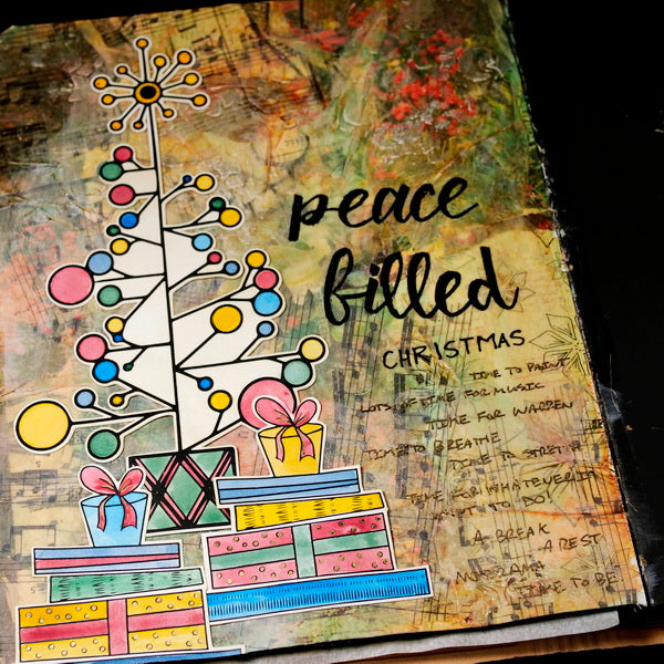 Peace Filled Christmas Art Journal Collage by Nadine