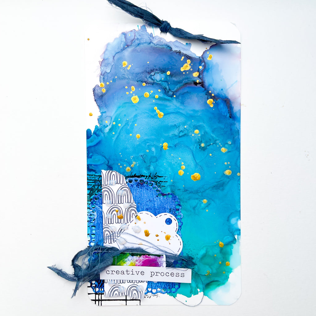 Mixed media tag with alcohol ink