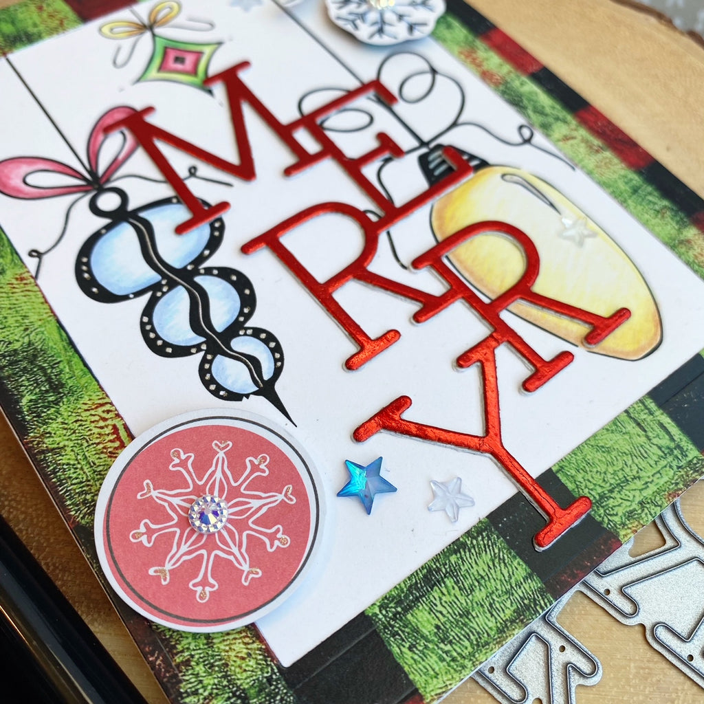 Merry Card with Coloured Pencils by Karla!