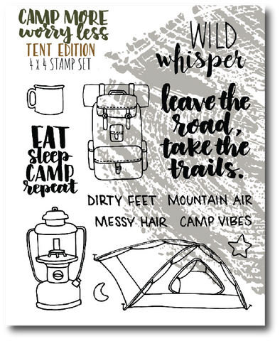 Camp More, Worry Less - Tents - 4x4 Stamp Set